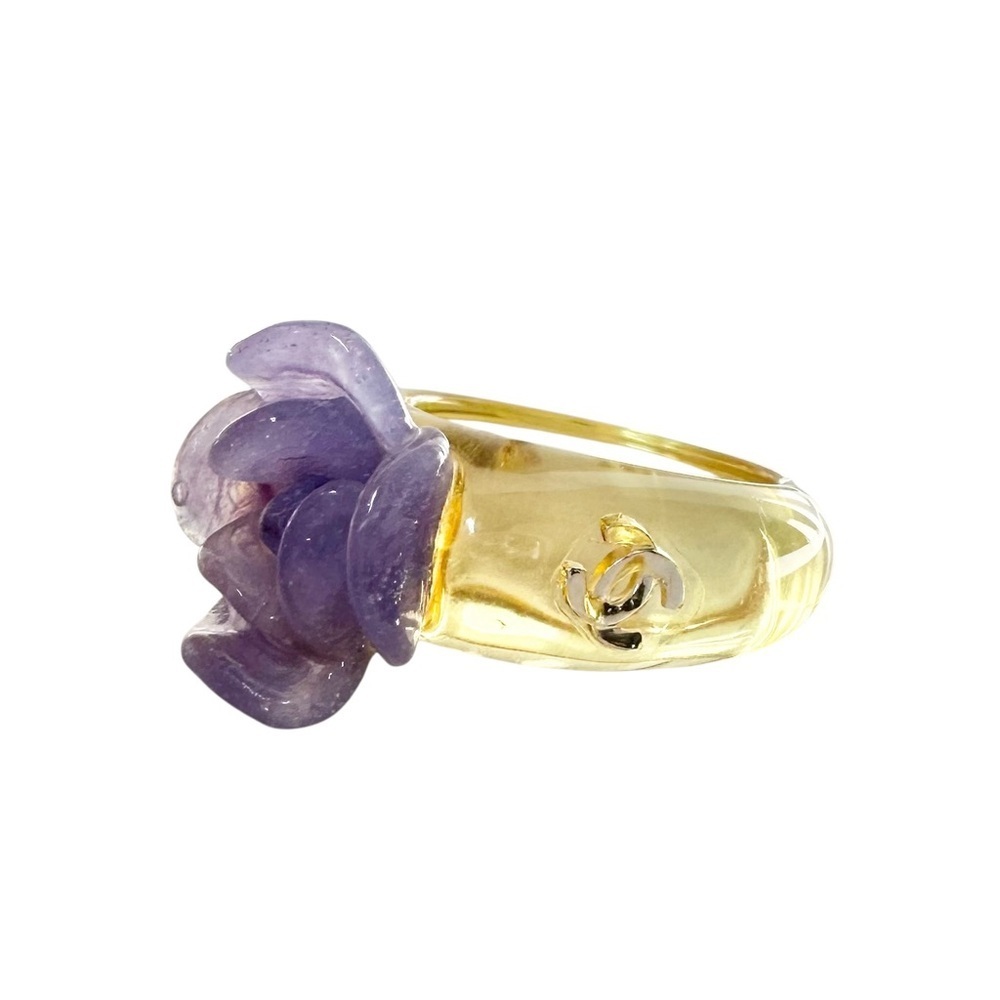 Chanel Purple Camellia Flower Ring 6.5 - Picture 14 of 15
